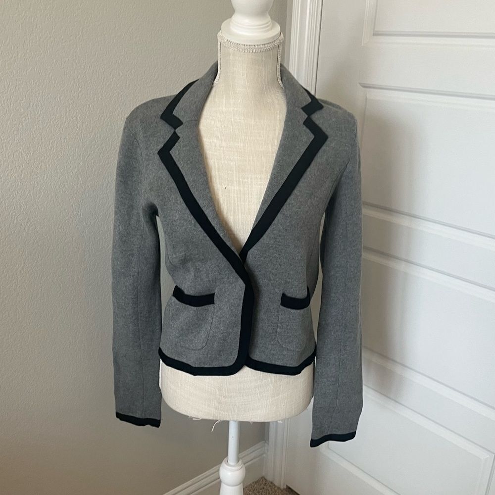 LOFT Gray Blazer with Black Trim